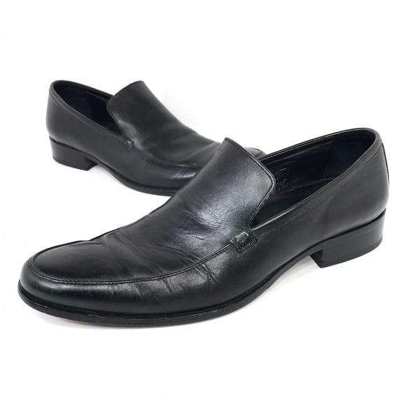 Emporio Armani Mens Leather Slip On Loafers Size 44 Black main image 6